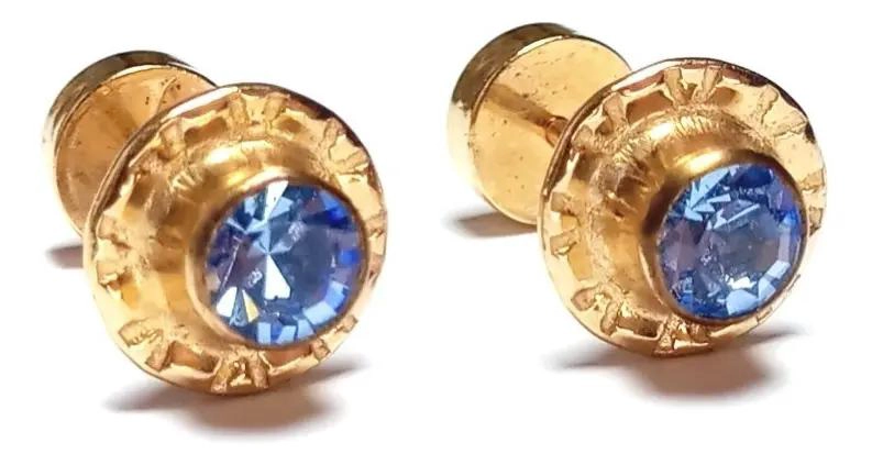 AROS ABRIDORES NIÑA CIRCON CELESTE 7MM LAMINADO ORO 18K - 1