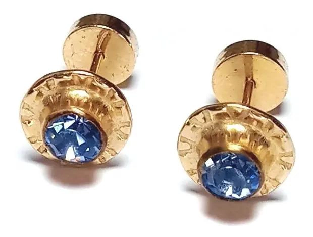 AROS ABRIDORES NIÑA CIRCON CELESTE 7MM LAMINADO ORO 18K - 2