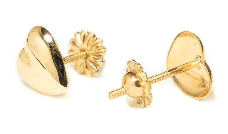 AROS CORAZON DE ORO 18K DE 8MM PARA MUJER Y NIÑA - 1