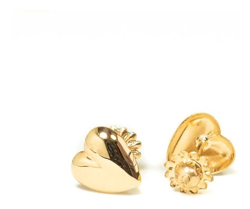 AROS CORAZON DE ORO 18K DE 8MM PARA MUJER Y NIÑA - 2