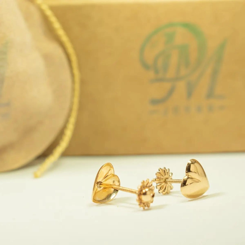 AROS CORAZON DE ORO 18K DE 8MM PARA MUJER Y NIÑA - 5