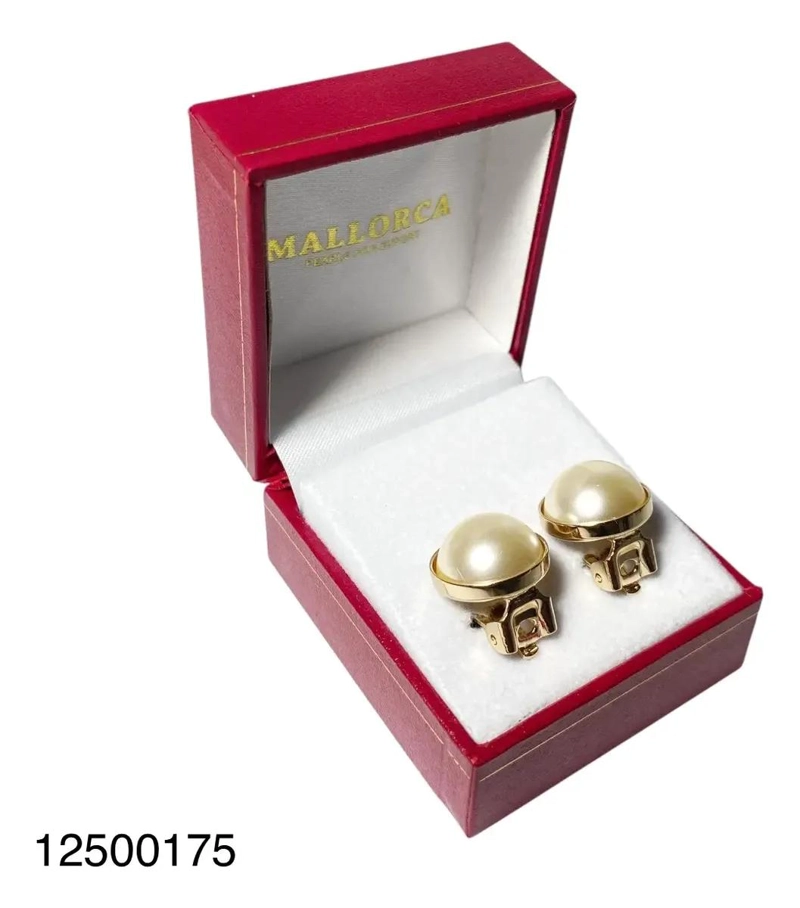 AROS ELEGANTES DE PERLA DE MALLORCA 14MM BAÑADOS EN ORO - 2