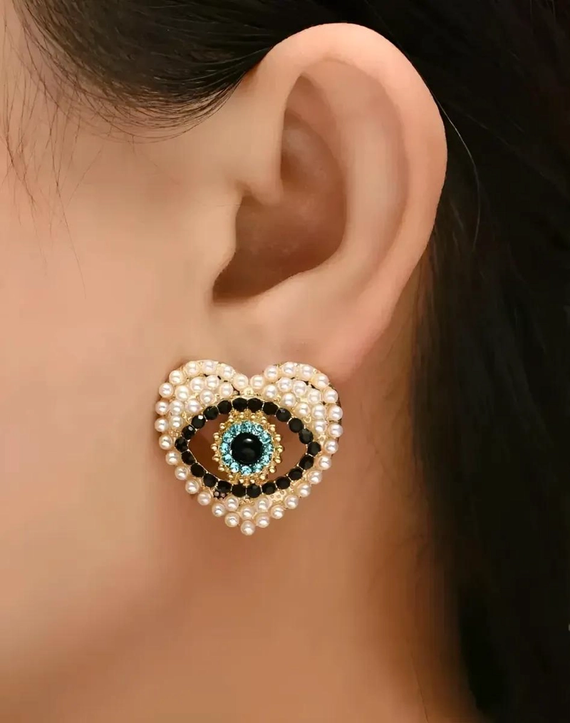 PENDIENTES DE OJO TURCO CON DIAMANTE BRILLANTE PARA MUJER - 1
