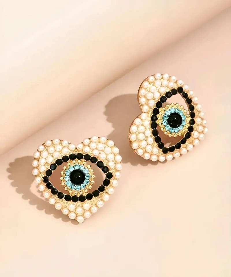PENDIENTES DE OJO TURCO CON DIAMANTE BRILLANTE PARA MUJER - 2