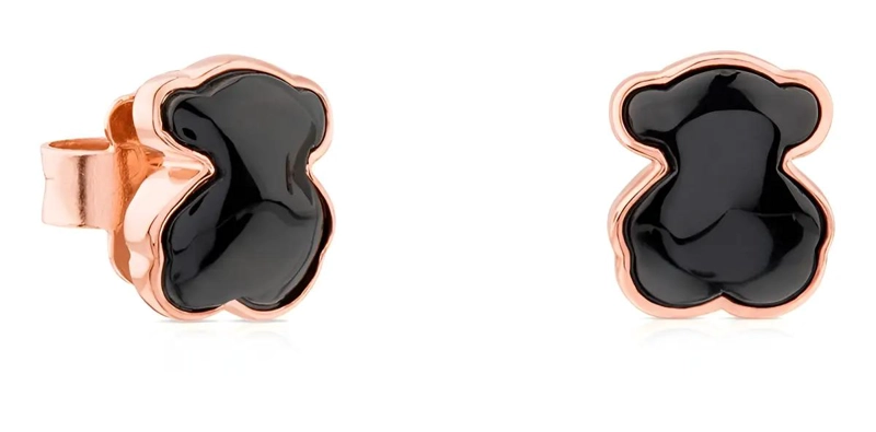 AROS DE PLATA VERMEIL ROSA CON ONIX ELEGANTES - 1