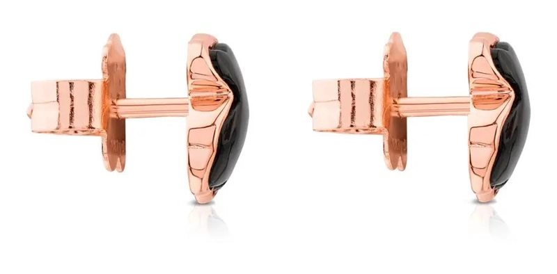 AROS DE PLATA VERMEIL ROSA CON ONIX ELEGANTES - 2