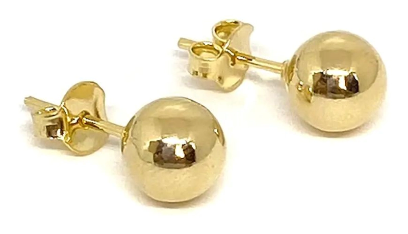 AROS DE BOLA LISA 7MM EN ORO 18K HIPOALERGE NICO - 1