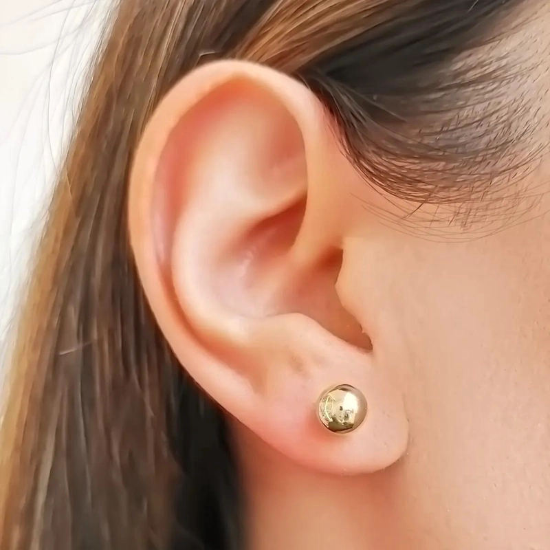 AROS DE BOLA LISA 7MM EN ORO 18K HIPOALERGE NICO - 3