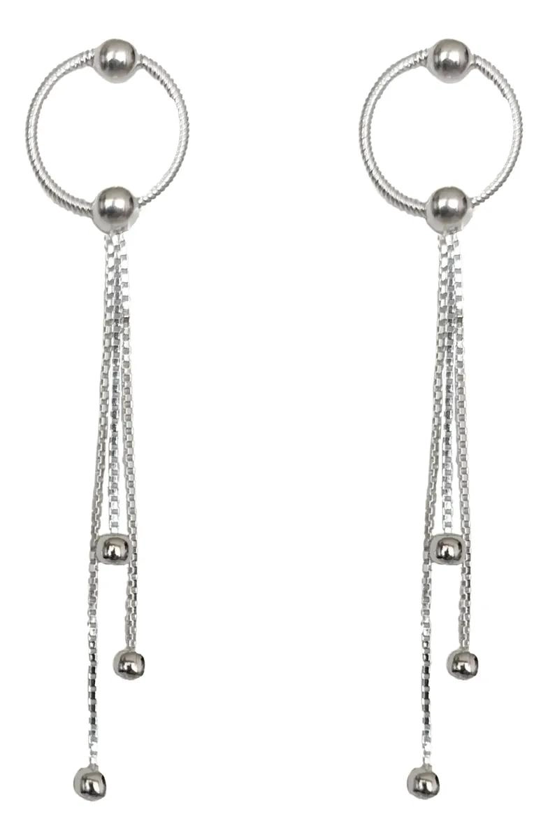 AROS DE CIRCULO CON BOLITAS EN PLATA FINA 925 - 1
