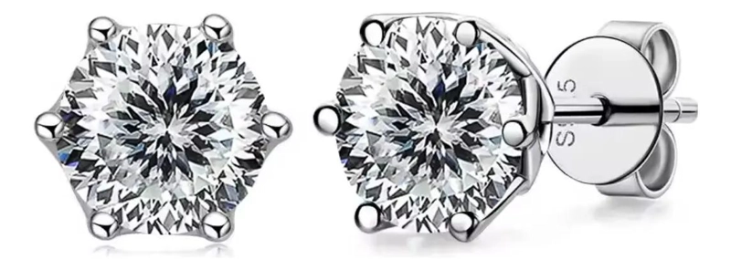 AROS DE MOISSANITA 0.5CT EN PLATA 925 BAÑO ORO - 1