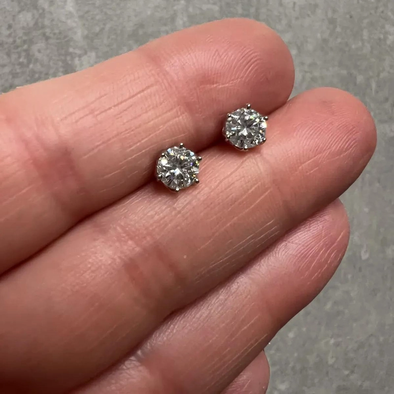 AROS DE MOISSANITA 0.5CT EN PLATA 925 BAÑO ORO - 2