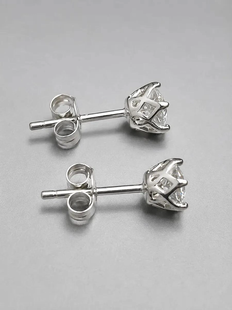 AROS DE MOISSANITA 0.5CT EN PLATA 925 BAÑO ORO - 6