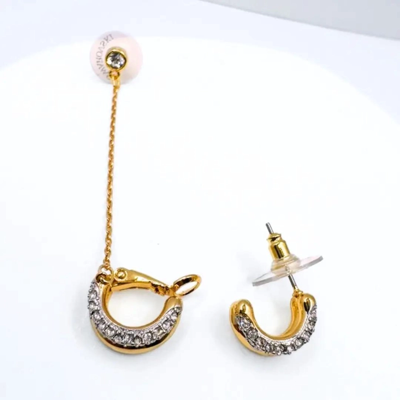 AROS CUFF CADENA CON CIRCONITA PAVE  BLANCA BAÑADOS EN ORO 18K - 2