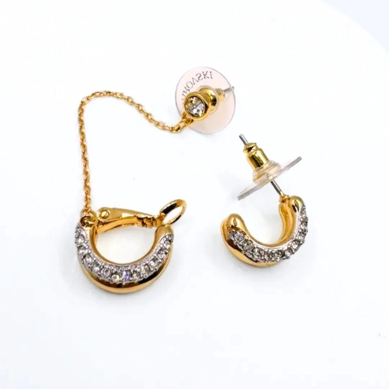 AROS CUFF CADENA CON CIRCONITA PAVE  BLANCA BAÑADOS EN ORO 18K - 3