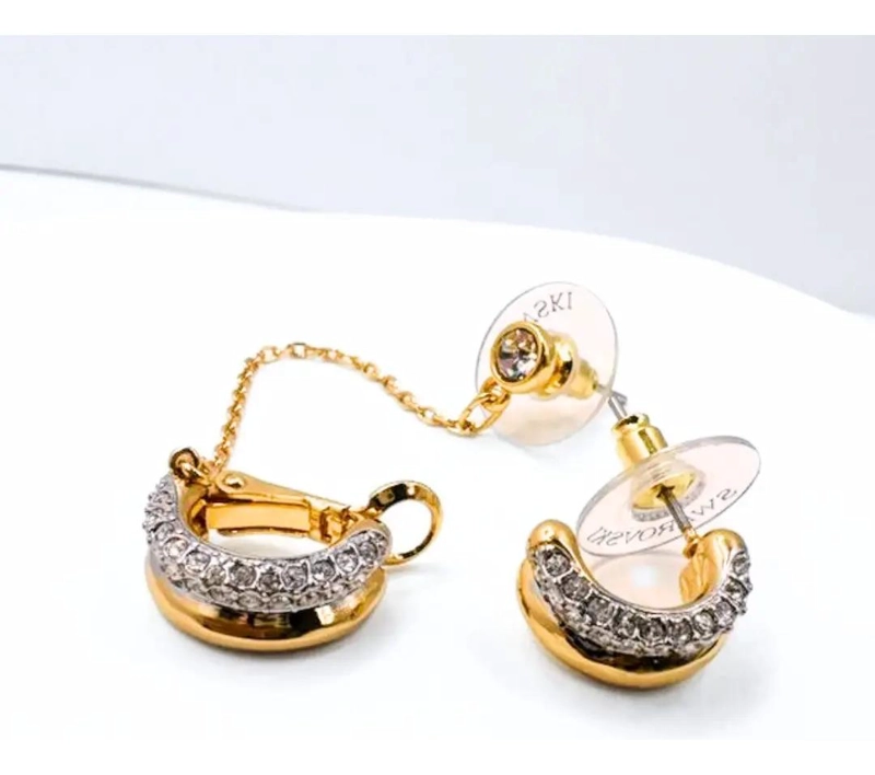 AROS CUFF CADENA CON CIRCONITA PAVE  BLANCA BAÑADOS EN ORO 18K - 4