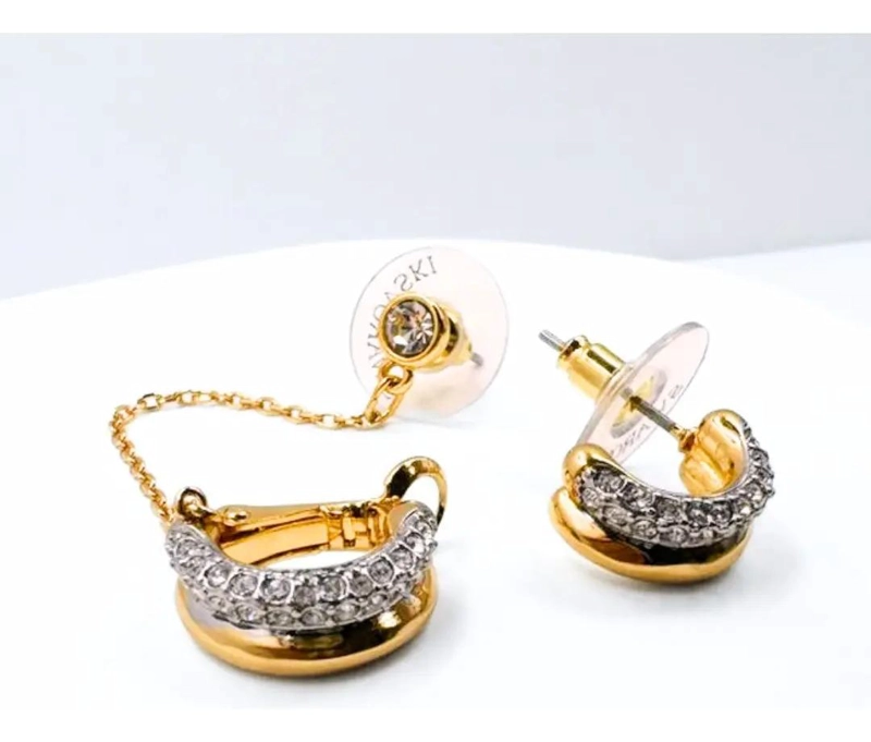 AROS CUFF CADENA CON CIRCONITA PAVE  BLANCA BAÑADOS EN ORO 18K - 5