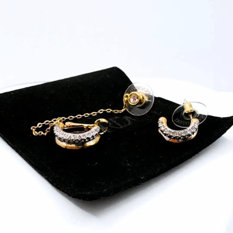 AROS CUFF CADENA CON CIRCONITA PAVE  BLANCA BAÑADOS EN ORO 18K - 6
