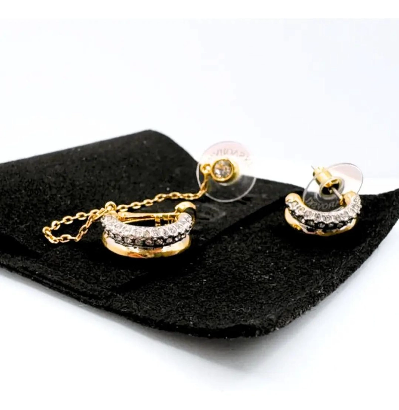 AROS CUFF CADENA CON CIRCONITA PAVE  BLANCA BAÑADOS EN ORO 18K - 7