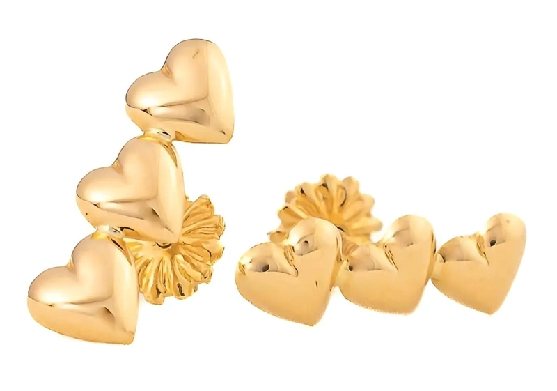 AROS DE CORAZON TRIPLE EN ORO 18K PARA MUJER - 1