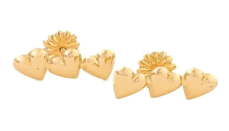 AROS DE CORAZON TRIPLE EN ORO 18K PARA MUJER - 3
