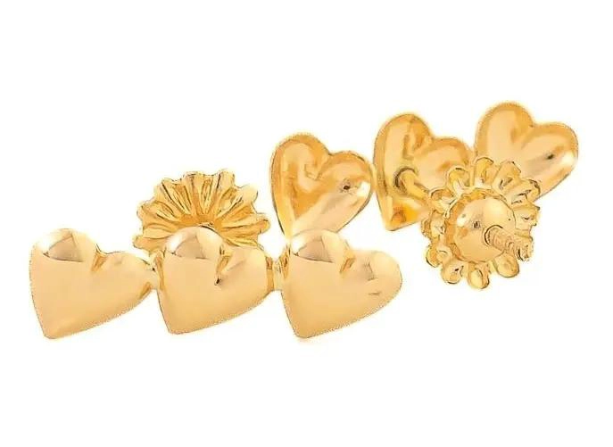 AROS DE CORAZON TRIPLE EN ORO 18K PARA MUJER - 4