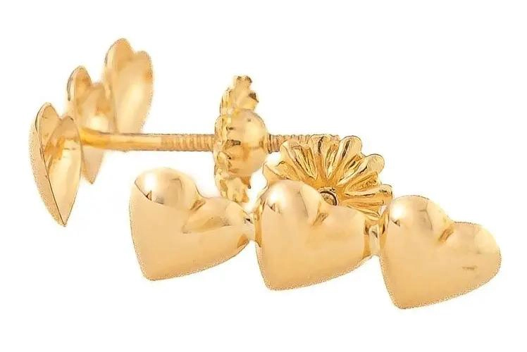 AROS DE CORAZON TRIPLE EN ORO 18K PARA MUJER - 5