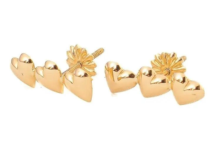 AROS DE CORAZON TRIPLE EN ORO 18K PARA MUJER - 6
