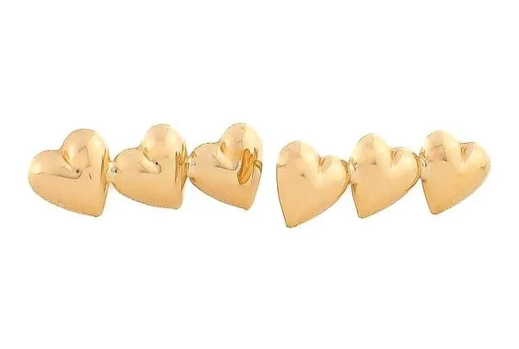 AROS DE CORAZON TRIPLE EN ORO 18K PARA MUJER - 7