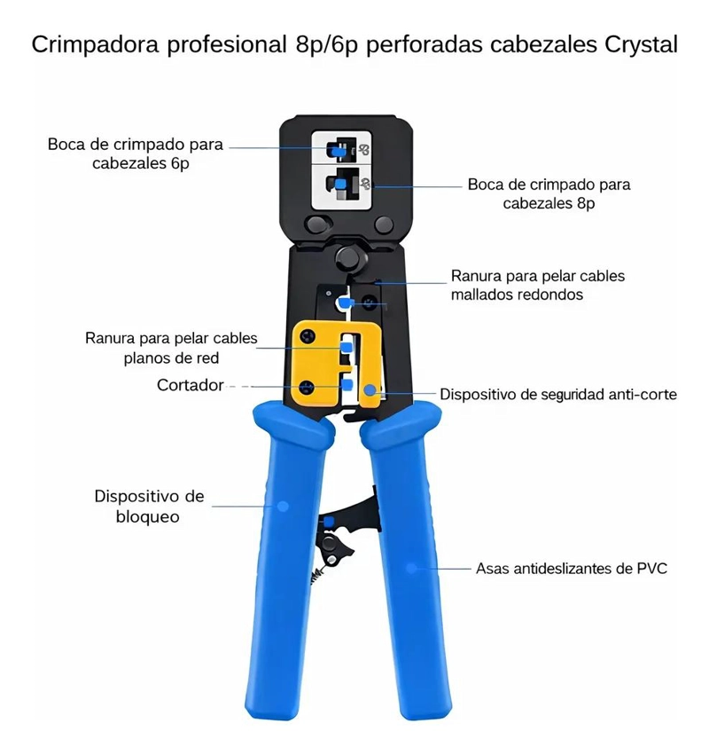 ALICATE MULTIFUNCIONAL PARA CRIMPADO DE CONECTORES RJ45 Y RJ11 - 6