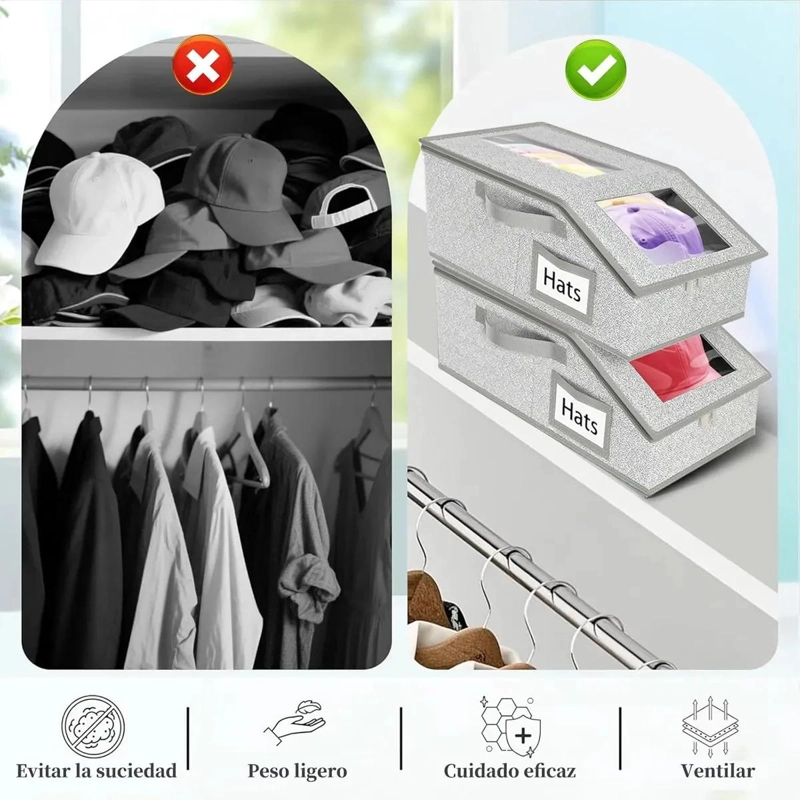 JUEGO DE 3 CAJAS ORGANIZADORAS PARA SOMBREROS Y GORRAS - 5