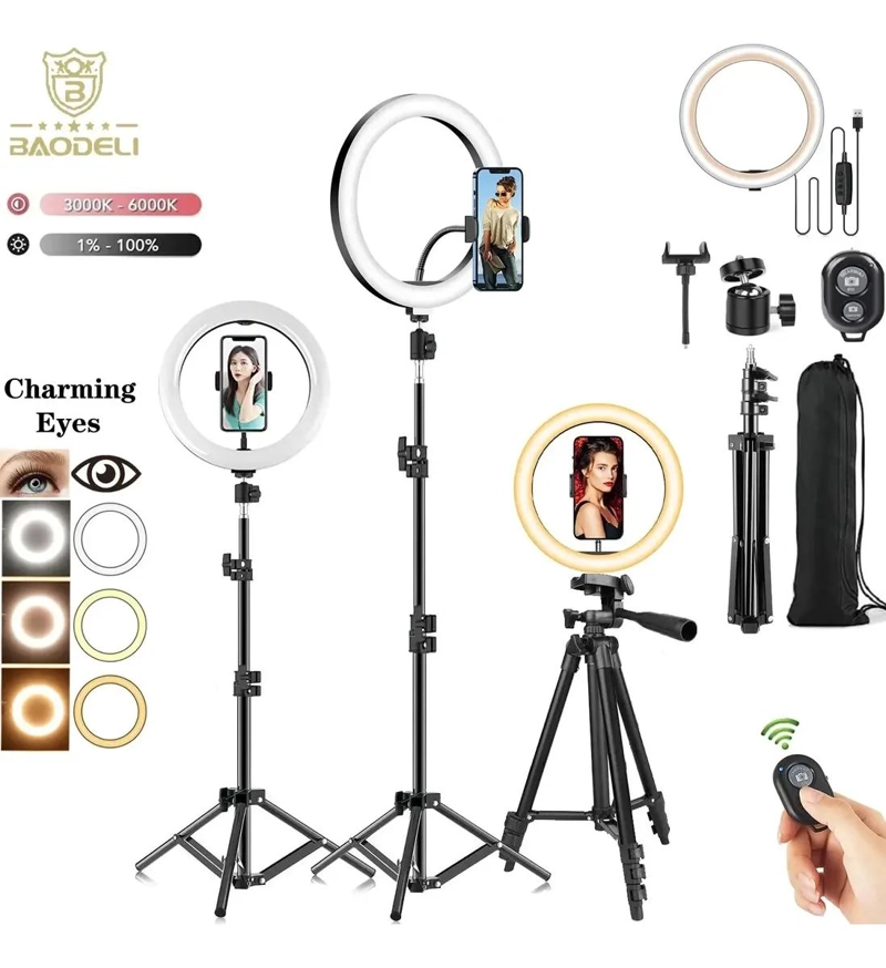 ARO DE LUZ LED CON SOPORTE Y TRIPODE PARA FOTOGRAFIA - 2