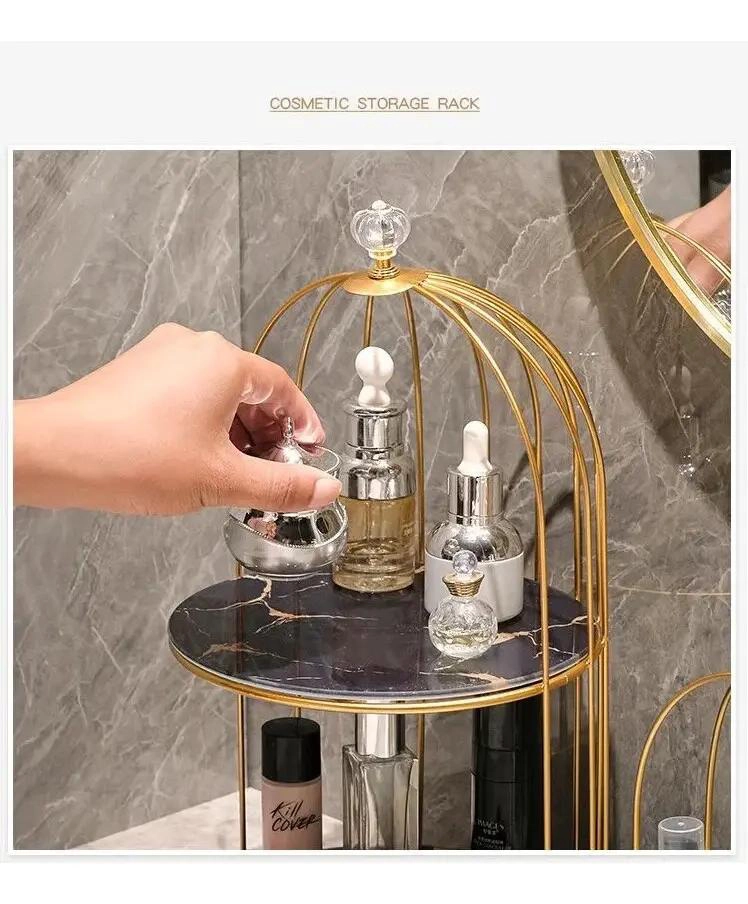 ORGANIZADOR DE COSME TICOS DE METAL CON BASE DE VIDRIO - 7