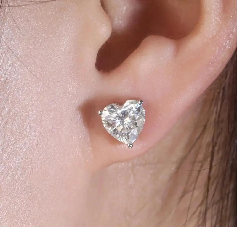 AROS DE PLATA 925 CON MOISSANITA CORTE CORAZON DE 2CT - 3