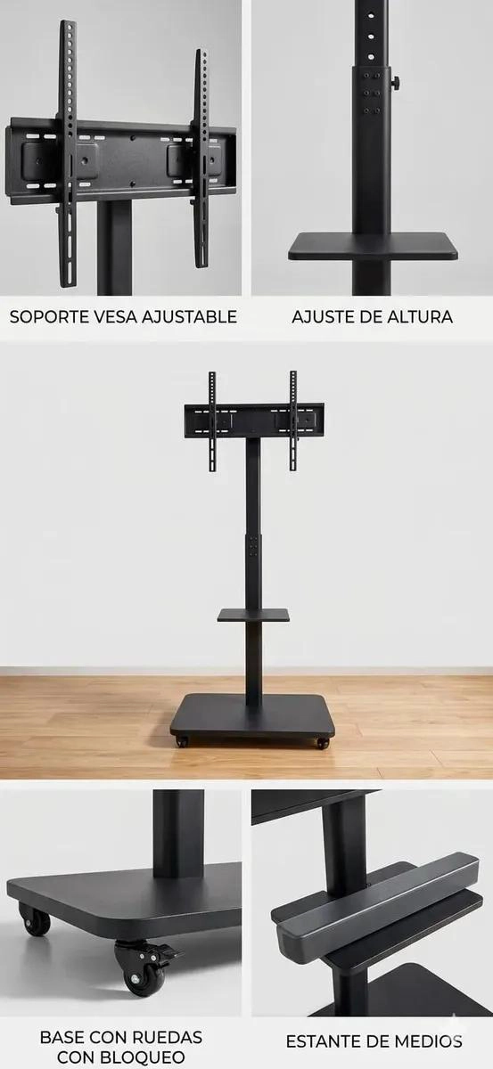 SOPORTE MOVIL PARA TV INCLINABLE CON RUEDAS 26-75 PULGADAS - 1
