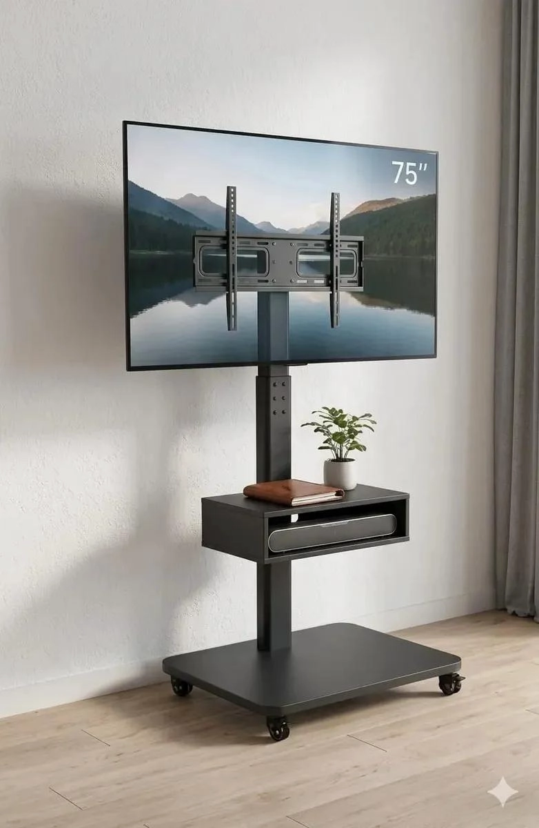SOPORTE MOVIL PARA TV INCLINABLE CON RUEDAS 26-75 PULGADAS - 2