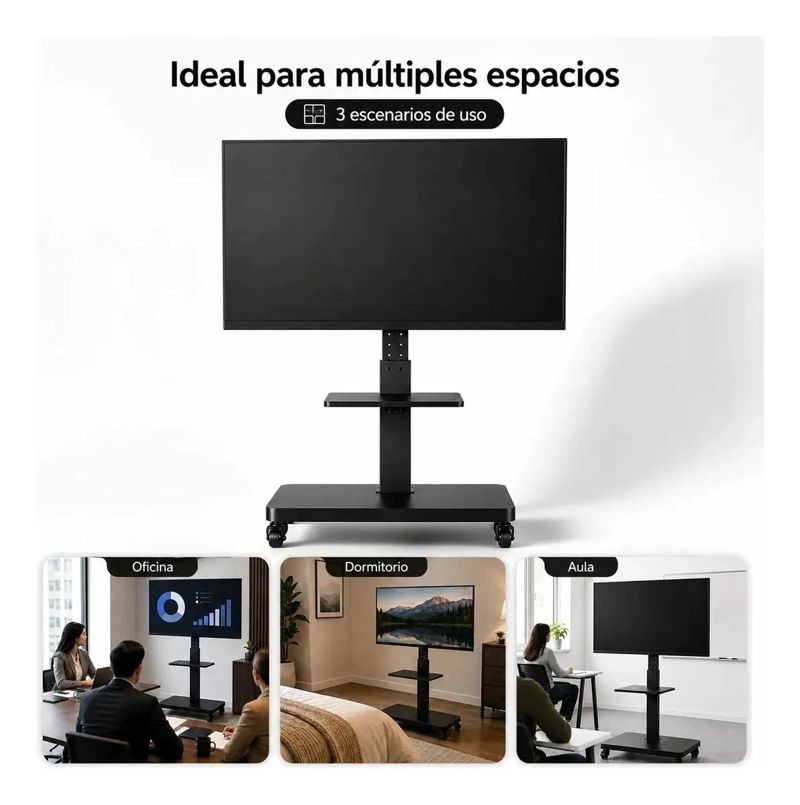 SOPORTE MOVIL PARA TV INCLINABLE CON RUEDAS 26-75 PULGADAS - 4