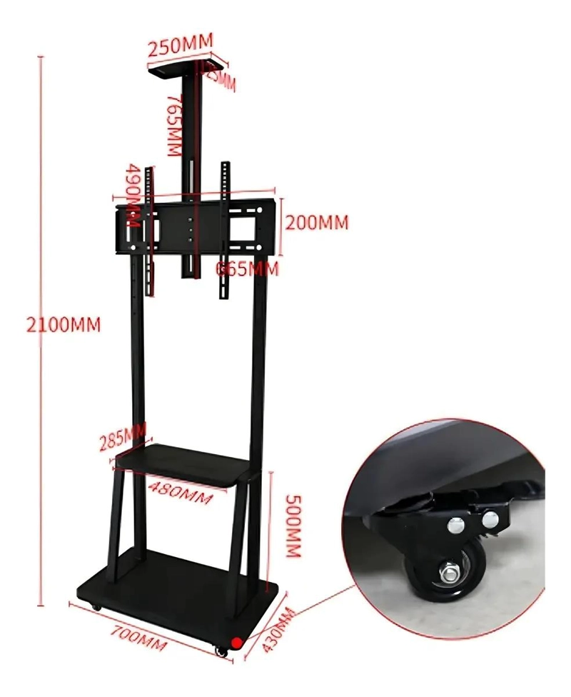 SOPORTE DE TV PEDESTAL CON RUEDAS PARA PANTALLAS DE 32 A 70 PULGADAS - 5