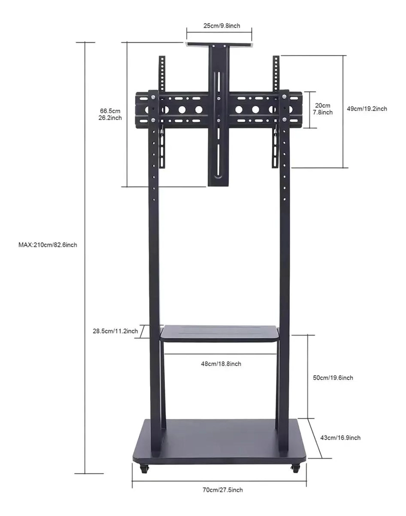 SOPORTE DE TV PEDESTAL CON RUEDAS PARA PANTALLAS DE 32 A 70 PULGADAS - 7