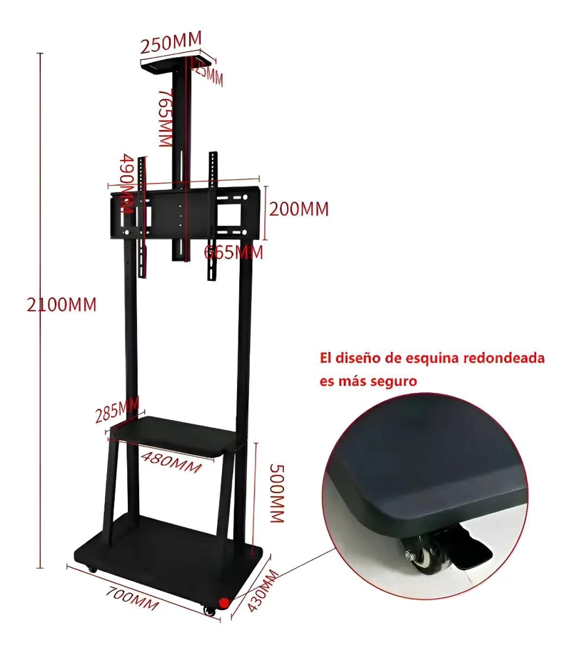 SOPORTE MOVIL PARA TV DE 32 A 70 PULGADAS CON RUEDAS - 6