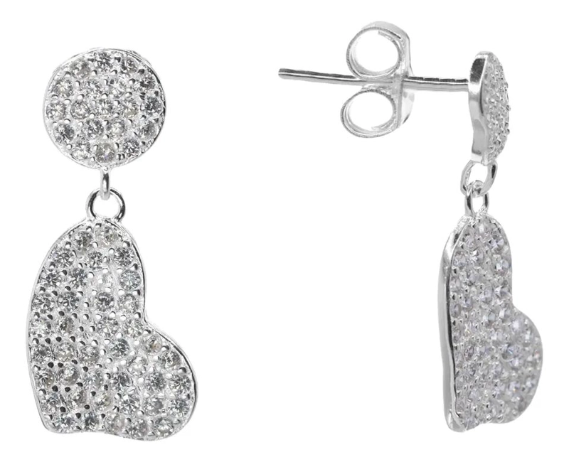 AROS DE PLATA 925 CON COLGANTES EN FORMA DE CORAZON - 1