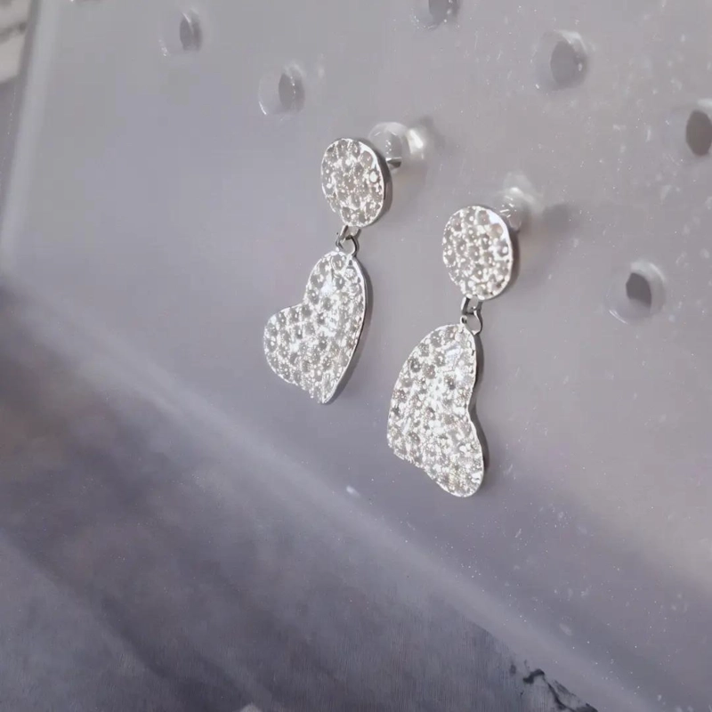 AROS DE PLATA 925 CON COLGANTES EN FORMA DE CORAZON - 7