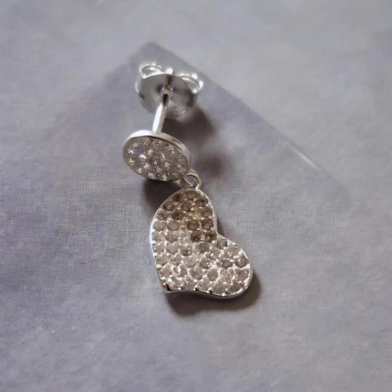 AROS DE PLATA 925 CON COLGANTES EN FORMA DE CORAZON - 8