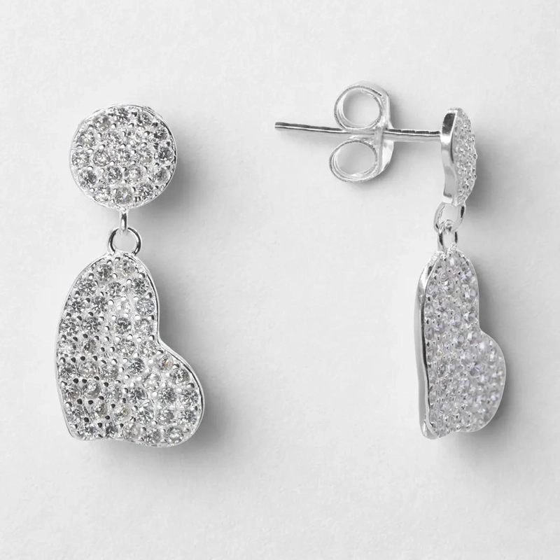 AROS DE PLATA 925 CON COLGANTES EN FORMA DE CORAZON - 9