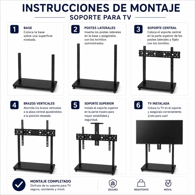 SOPORTE PEDESTAL MOVIL PARA TELEVISORES DE 32 A 70 PULGADAS - 2