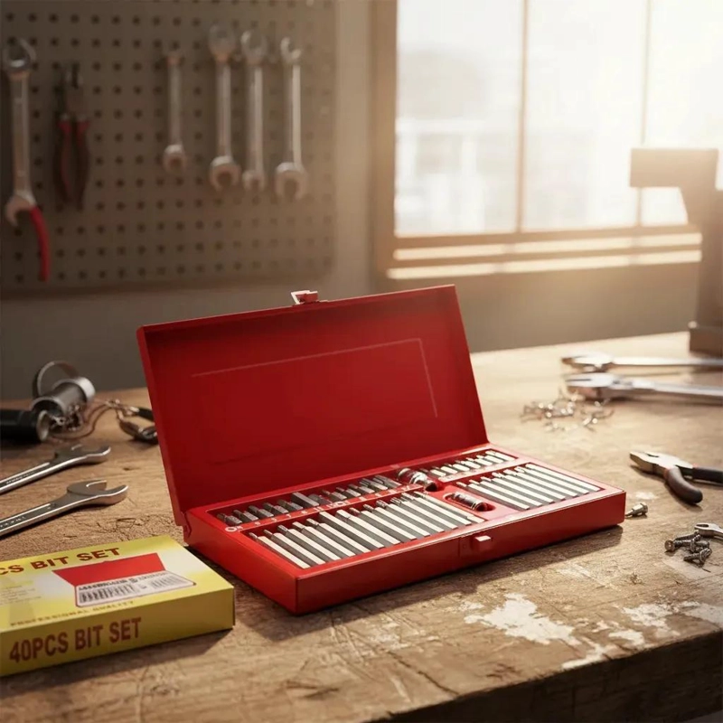 SET DE 40 PIEZAS DE PUNTAS TORX Y ALLEN EN COLOR ROJO - 3
