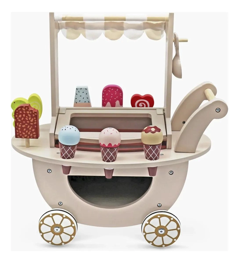 CARRITO DE HELADOS DE JUGUETE DE MADERA PARA NIÑOS - 3