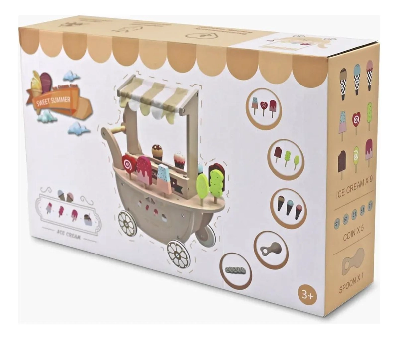 CARRITO DE HELADOS DE JUGUETE DE MADERA PARA NIÑOS - 8