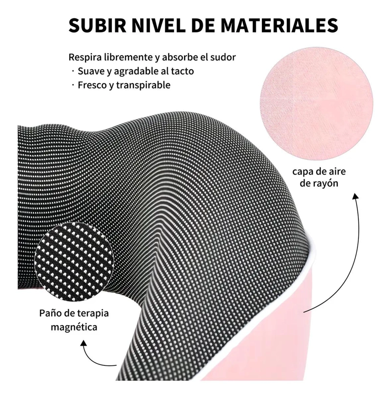 ALMOHADA ERGONOMICA DE VIAJE ESPUMA VISCOELASTICA ROSA - 3