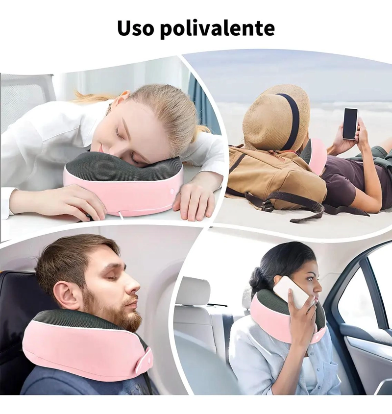 ALMOHADA ERGONOMICA DE VIAJE ESPUMA VISCOELASTICA ROSA - 8