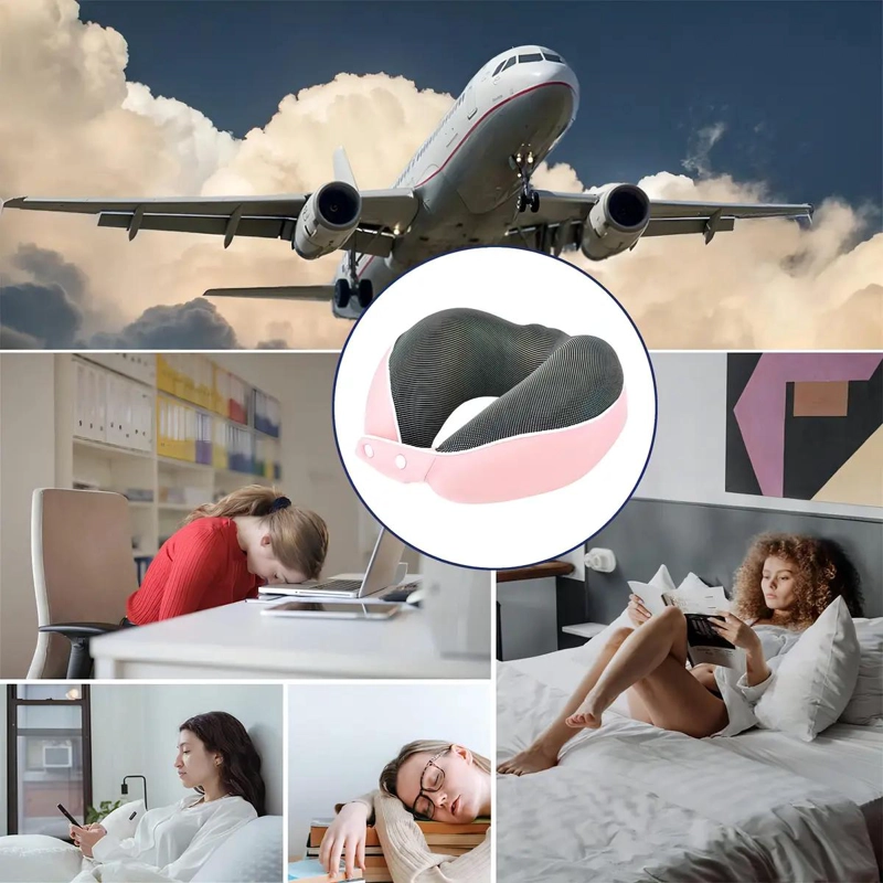 ALMOHADA ERGONOMICA DE VIAJE ESPUMA VISCOELASTICA ROSA - 9